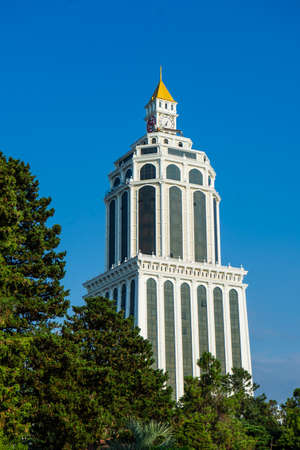 Batumi, Adjaria, Georgia - 08 JULY 2018: Buildings of 5 star modern Sheraton  hotel located close to Batumi boulevard promenade walking coastlineのeditorial素材