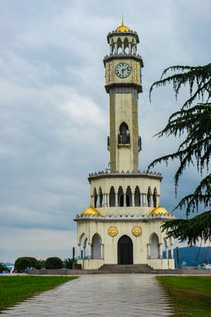 Batumi, Adjaria, Georgia - 11 JULY 2018: The building of Batumi sea port lighthouse on the coastのeditorial素材