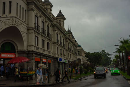 Batumi, Adjaria, Georgia - 07 JULY 2018:  Deail sof architecture of Old Batumi on coastline...