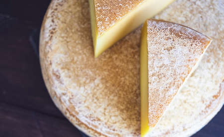 Cheese concept with famous georgian suluguni cheese in saperavi wine with fruits and spices on...