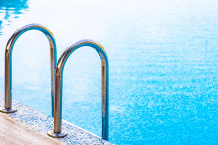 Summer vacation card with outdoor pool with clear blue water