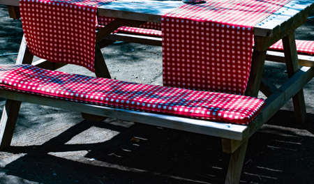 Garden party served table with cutlery in coutryside style