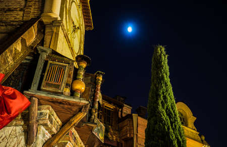 Georgia - Tbilisi. Christmas and New 2018 year  illumination on the building of famous Rezo Gabriadze theatre in the  historical centre of Tbilisi, capita city of Republic of Georgia in Caucasus region. 28.12.1017のeditorial素材