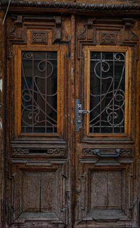 Old door with forged iron decor in Tbilisi houses of 18-19 centuries, Republic of Georgia