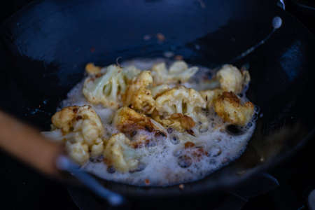 Cooking concept with different veggetables in frying wok panの写真素材