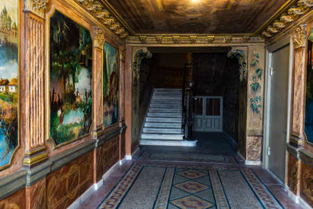 7 FEBRUARY 2019, TBILISI, GEORGIA: Restored paintings in famous Seilanov brothers house in Sololaki area in Tbilisi, Georgiaのeditorial素材
