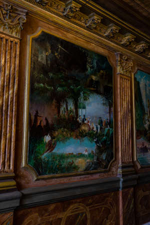 7 FEBRUARY 2019, TBILISI, GEORGIA: Restored paintings in famous Seilanov brothers house in Sololaki area in Tbilisi, Georgiaのeditorial素材