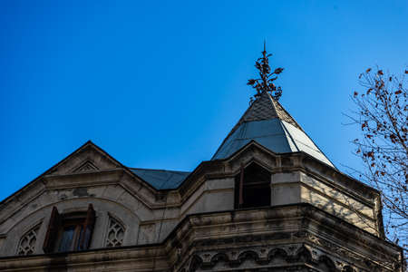 Exterior detail of facades in Sololaki area in Tbilisi, architecture of 18th - early 19th century, european architectural detailのeditorial素材