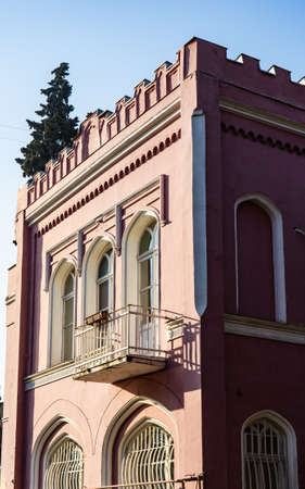 Exterior detail of facades in Sololaki area in Tbilisi, architecture of 18th - early 19th century, european architectural detailのeditorial素材