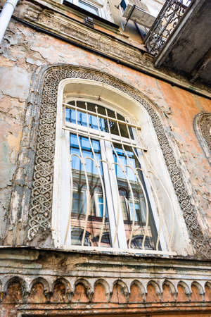 Exterior detail of facades in Sololaki area in Tbilisi, architecture of 18th - early 19th century, european architectural detailのeditorial素材