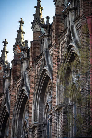 06 FEBRUARY 2019, TBILISI, GEORGIA: Famous Ananov school in Sololaki, was built  in gothic style in early 19th century in Tbilisi, Georgiaのeditorial素材