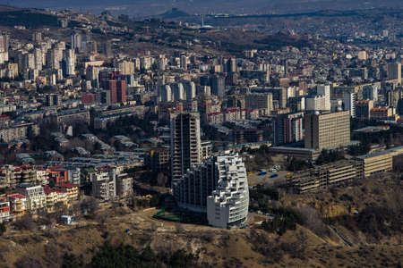 Modern downtown Vake Saburtalo area with soviet and  uptodate archiecture of Tbilisi, capital of Georgiaの写真素材