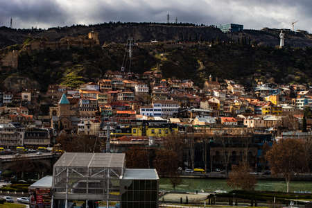 Famous carving balconies of Old town in Tbilisi, Georgia