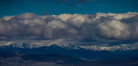 Mountain landscape of Caucasus mountage range in Georgia in winter  with snow