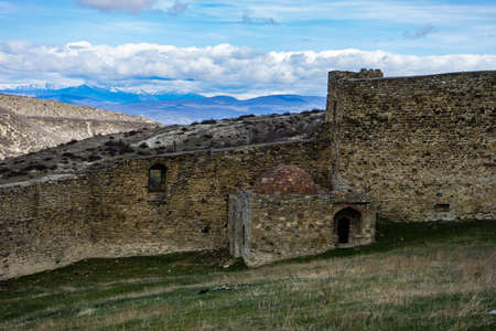 Ruins of medieval Nichbisi castle with palace of princes Tsitsishvili in Kartli area of Georgia