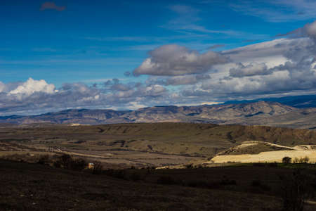 Mountain landscape of Caucasus mountage range in Georgia in winter  with snow