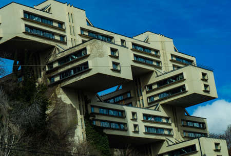 04 APRIL 2019, TBILISI, GEORGIA, Famous soviet period building used to be Ministry of transport ,...