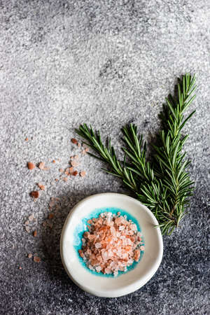 Spice cooking concept with sea salt and hot chilli pepper on dark background with copy spaceの写真素材