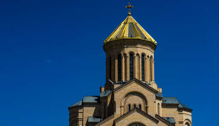 St. Trinity or Sameba orthodox cathedral in Tbilisi, Georgiaの写真素材