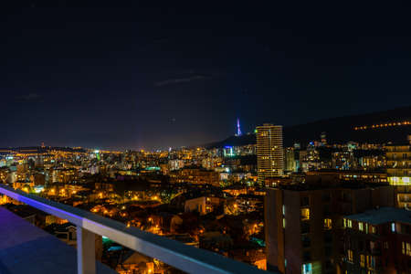 Night view of central part of Tbilisi city, Georgia