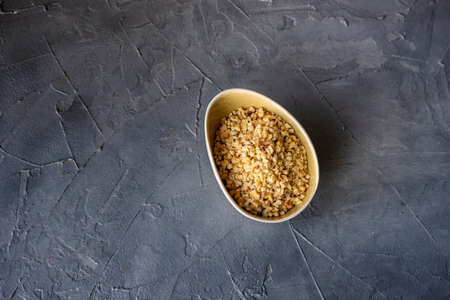 Healthy hazelnuts in a bowl as a healthy food concept with copy space