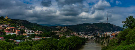 View to Narikala castle in Tbilisi's downtown as a symbol of ancient history of georgian capital...