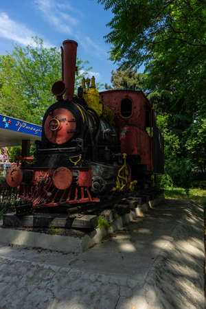 03 JUNE 2019, TBILISI, GEORGIA: Famous park  Mushtaidi with one of the oldest kids railwayのeditorial素材