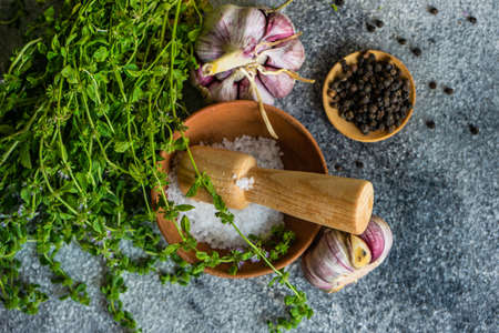 Cooking concept with traditional georgian herbs  ombalo and kondariの写真素材