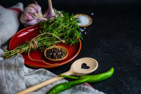 Cooking concept with traditional georgian herbs  ombalo and kondariの写真素材