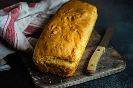 Healthy food concept withfresh baked gluten free breadの写真素材