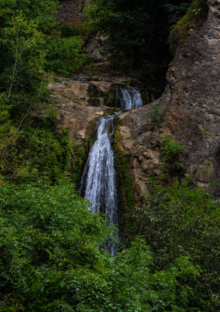 Country landscape with forest and waterfall in Tbilisi's downtownの写真素材