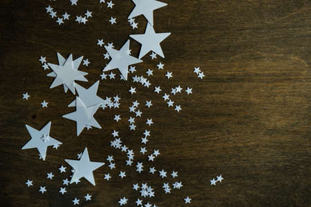 Christmas background with variety of white starsの写真素材