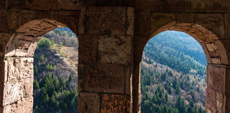 18 NOVEMBER 2019, GEORGIA: Famous man monastery Mzovreti located in medieval castle in Shida Kartli,...