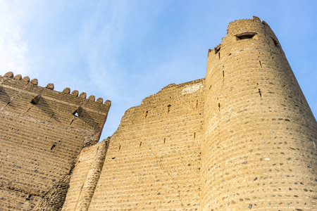 27 NOVEMBER 2019, KSANI, GEORGIA: Ruins of famous medieval castle Qsnis tsikhe on hill top over Ksani townのeditorial素材