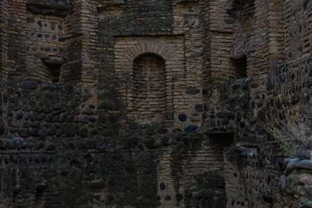 27 NOVEMBER 2019, KSANI, GEORGIA: Ruins of famous medieval castle Qsnis tsikhe on hill top over Ksani townのeditorial素材