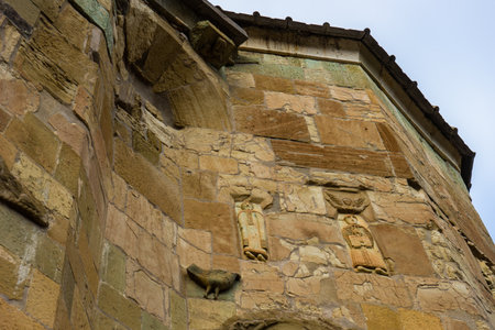 04 DECEMBER 2019: Famous Ateni Sioni cathedral with medieval facade decoration close to Gori in ...