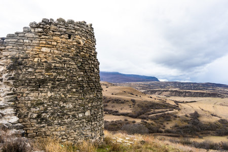 04 DECEMBER 2019: Ruins of medieval castle of Akhaltsikhe village in  Shila Kartli region, Georgia