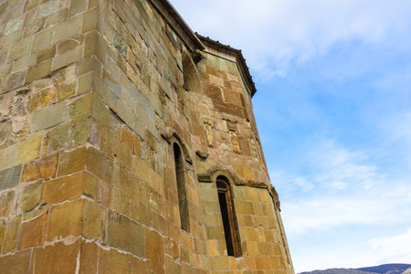 04 DECEMBER 2019: Famous Ateni Sioni cathedral with medieval facade decoration close to Gori in ...