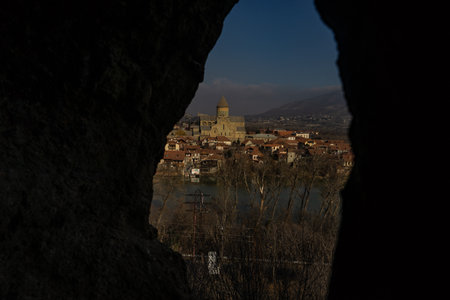 View to the ancient capital of Georgia, Mtskheta, from the Armazi castle