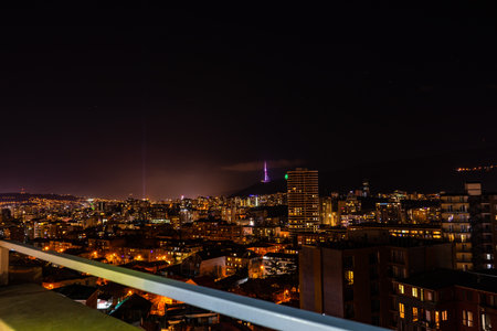 Georgia - Tbilisi. Meeting New 2020 year with fireworks over the central part of Tbilisi, capita city of Republic of Georgia in Caucasus region. 31.12.1019-01.01.2020のeditorial素材