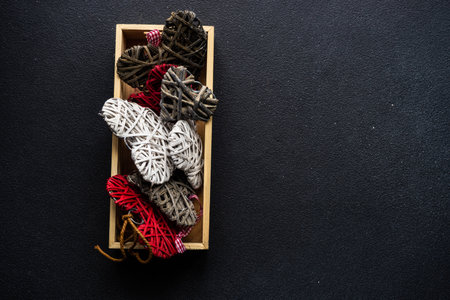St. Valentine card concept with  hearts on stone background with copy spaceの写真素材
