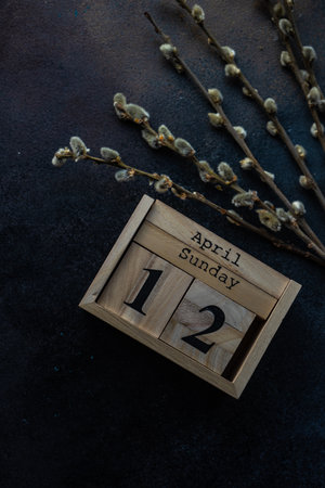 Easter card concept with colored eggs on stone background with copy space