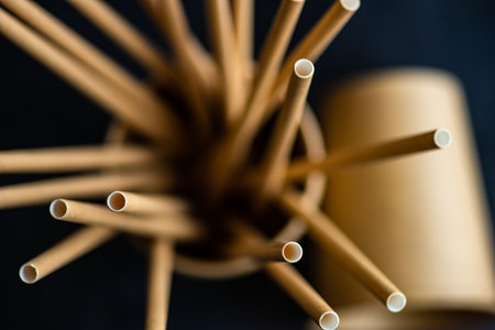 Recycle foodware on stone background as a eco food concept with copy spaceの写真素材