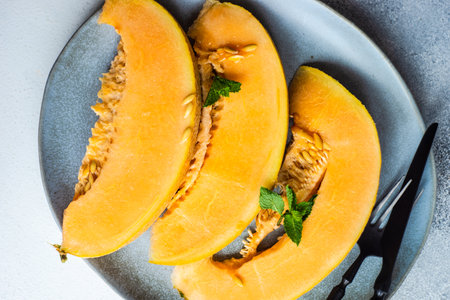 Summer dessert with honey melon