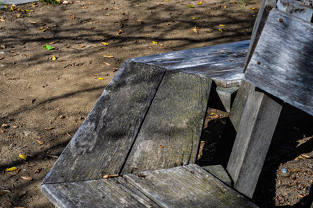 Old wooden bench outdoor as a natural background