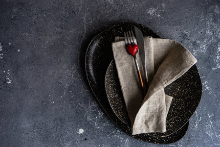 Place setting for St. Valentine Day dinner