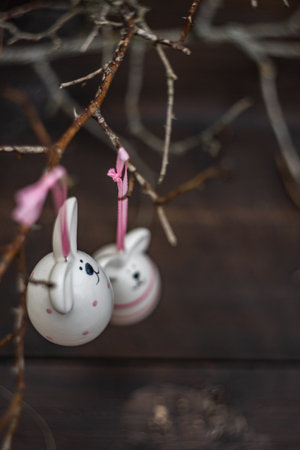 Easter eggs on the tree branches