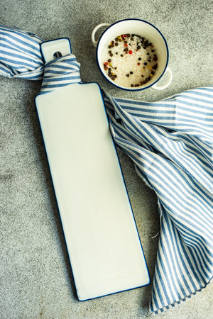 Minimalistic table setting in white and blue color