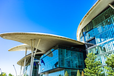 23 APRIL 2021, TBILISI, GEORGIA: Famous building of Public Service in Tbilisi known as a Mushroom buildingのeditorial素材