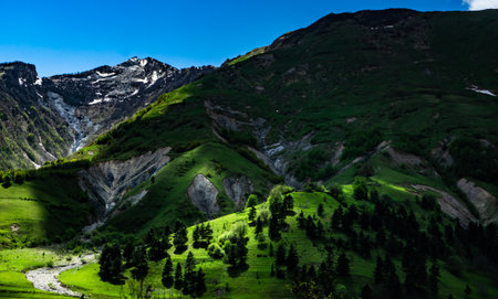 Cuacasus mounrain peaks in Cross Pass area is one of the most famous landscape in Georgia